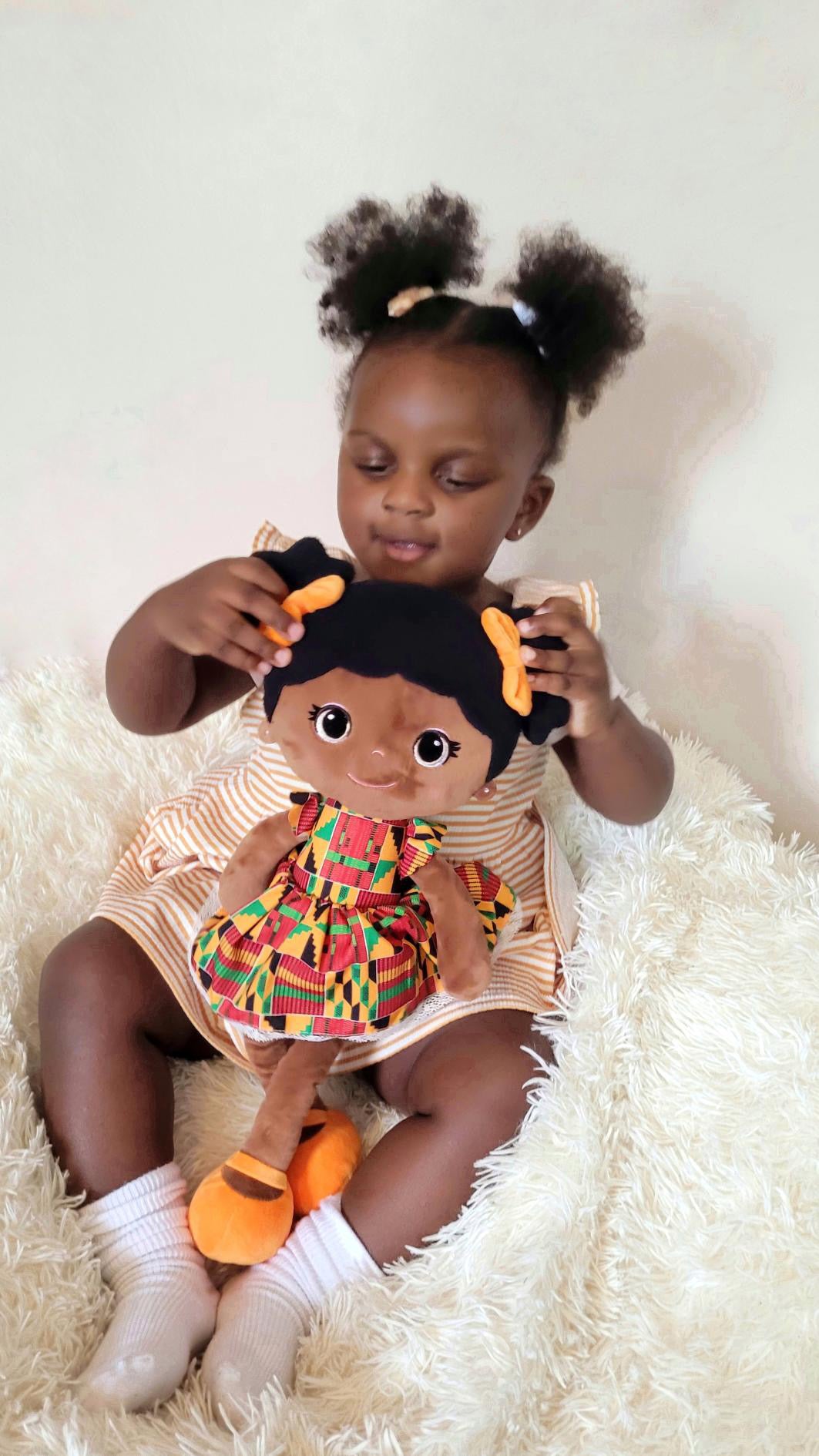 Bibinee Mabel Doll (Kente) Soft Plush Ethnic Doll (Due End of May) can pre-order - Little Whispers
