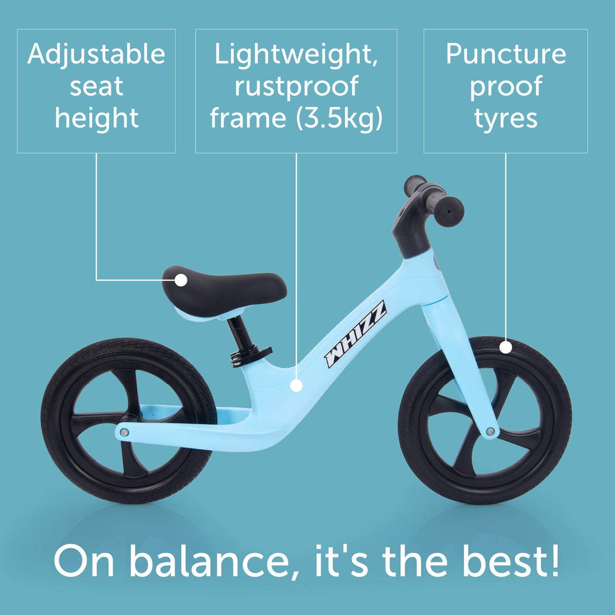 Whizz Balance Bike - Black Bike (Direct Shipping) - Little Whispers