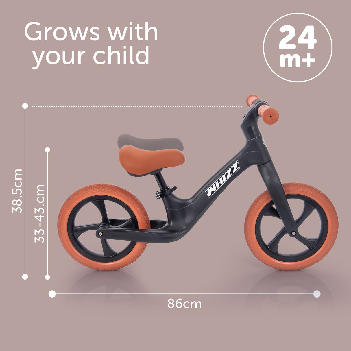 Whizz Balance Bike - Black Bike (Direct Shipping) - Little Whispers