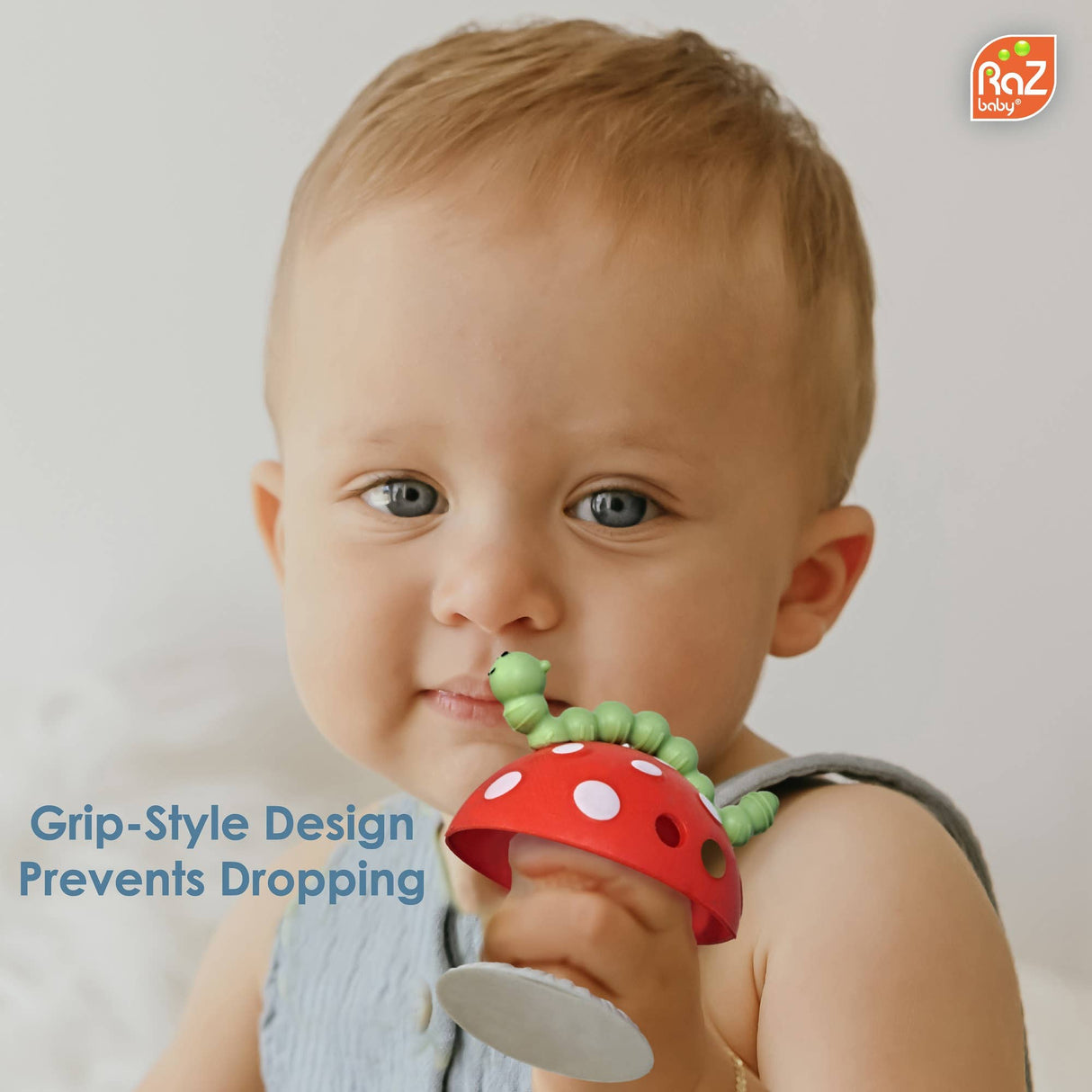 CHOMPY MUSHROOM GRIP TEETHER - RED/GREEN - Little Whispers