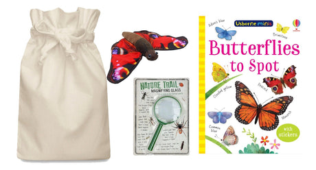 Butterflies Story Sack with Nature Trail Magnifying Glass and Finger Puppet - Little Whispers