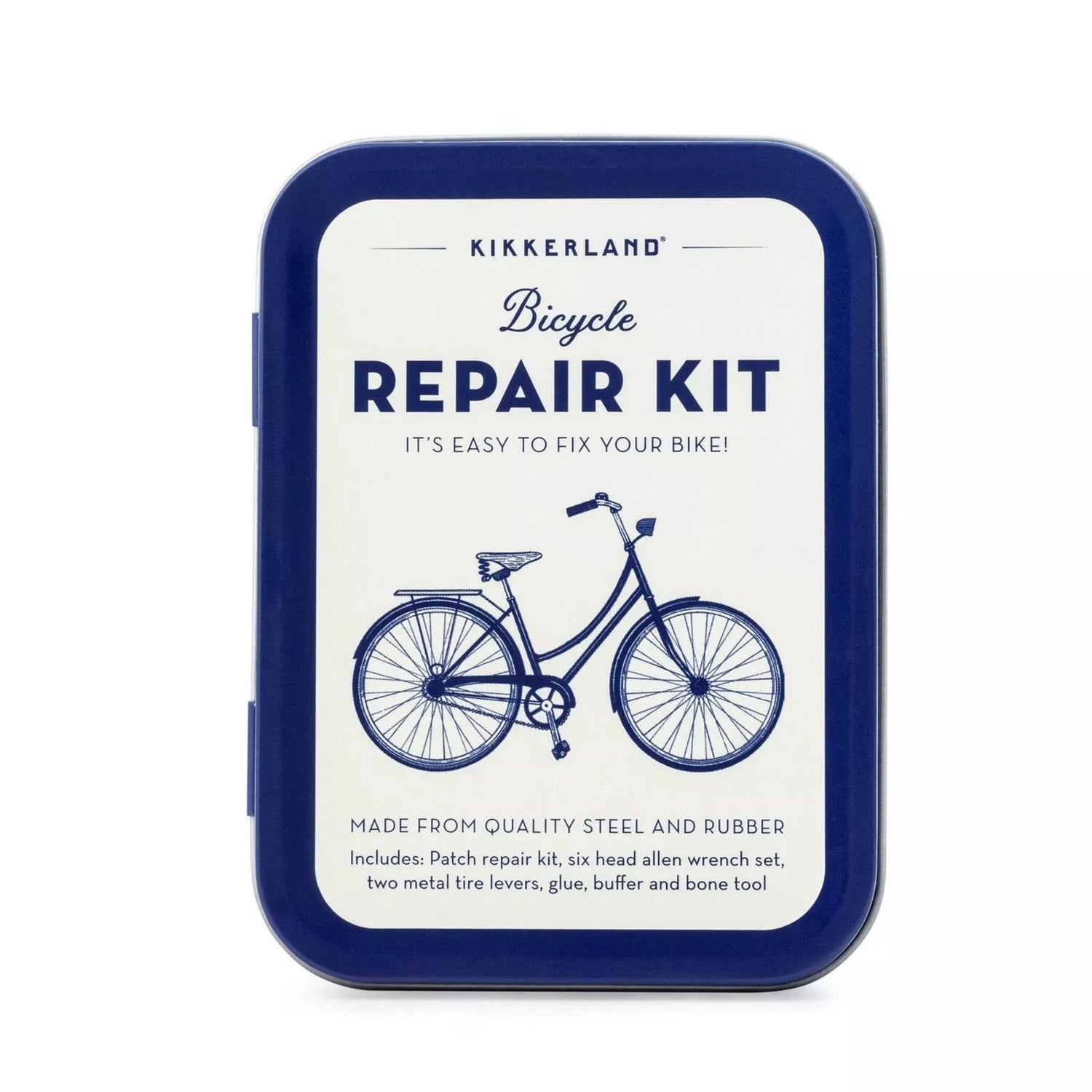 Kikkerland Bicycle Repair Kit in a Tin - Small Compact Portable Cycle Fix Tyre Puncture Tin - Little Whispers