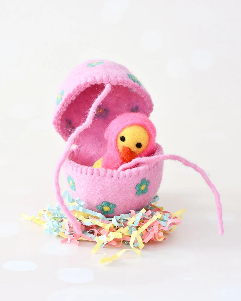 Tara's Treasures Felt Surprise Egg with Yellow Duckling Inside