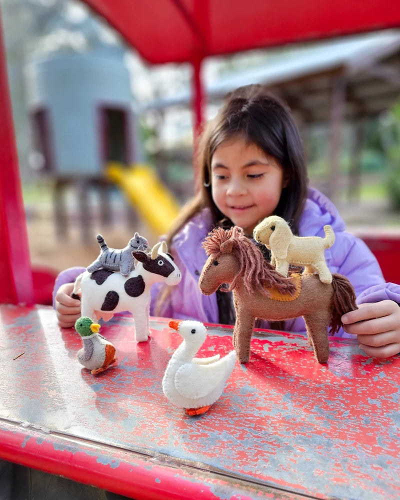 Tara's Treasures Felt Farm Animals Toys Set - Set of 10 Toys