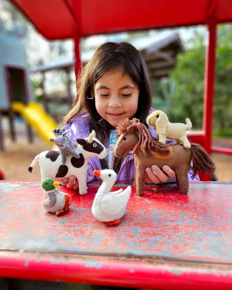 Tara's Treasures Felt Farm Animals Toys Set - Set of 10 Toys