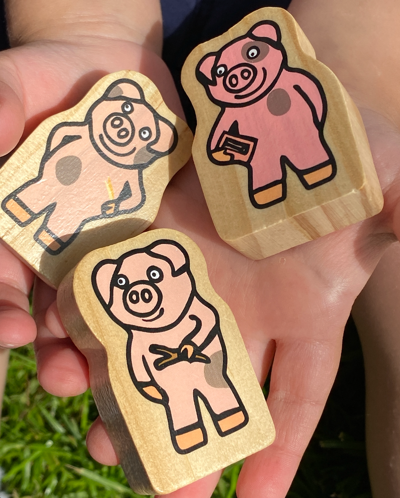 Yellow Door Three Little Pigs Wooden Characters