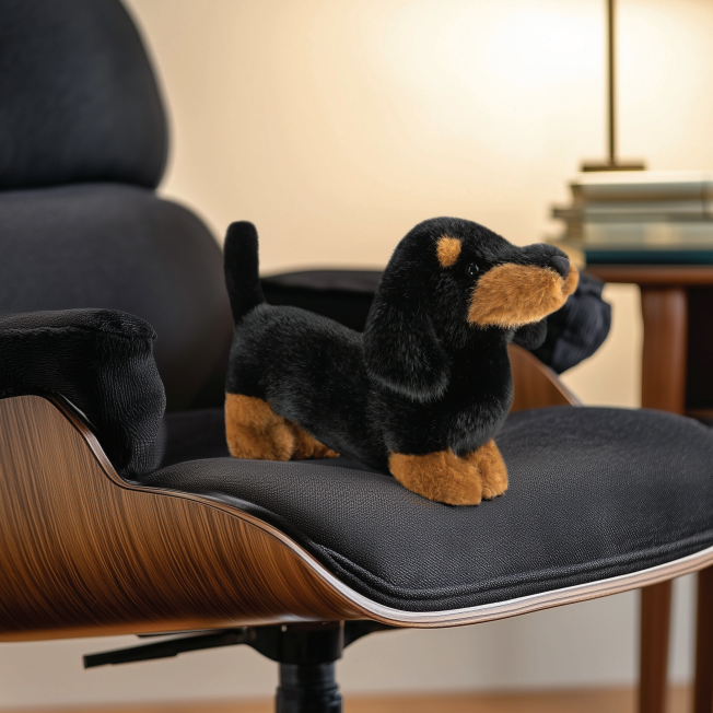 Koda Dachshund Luxury Plush on a chair