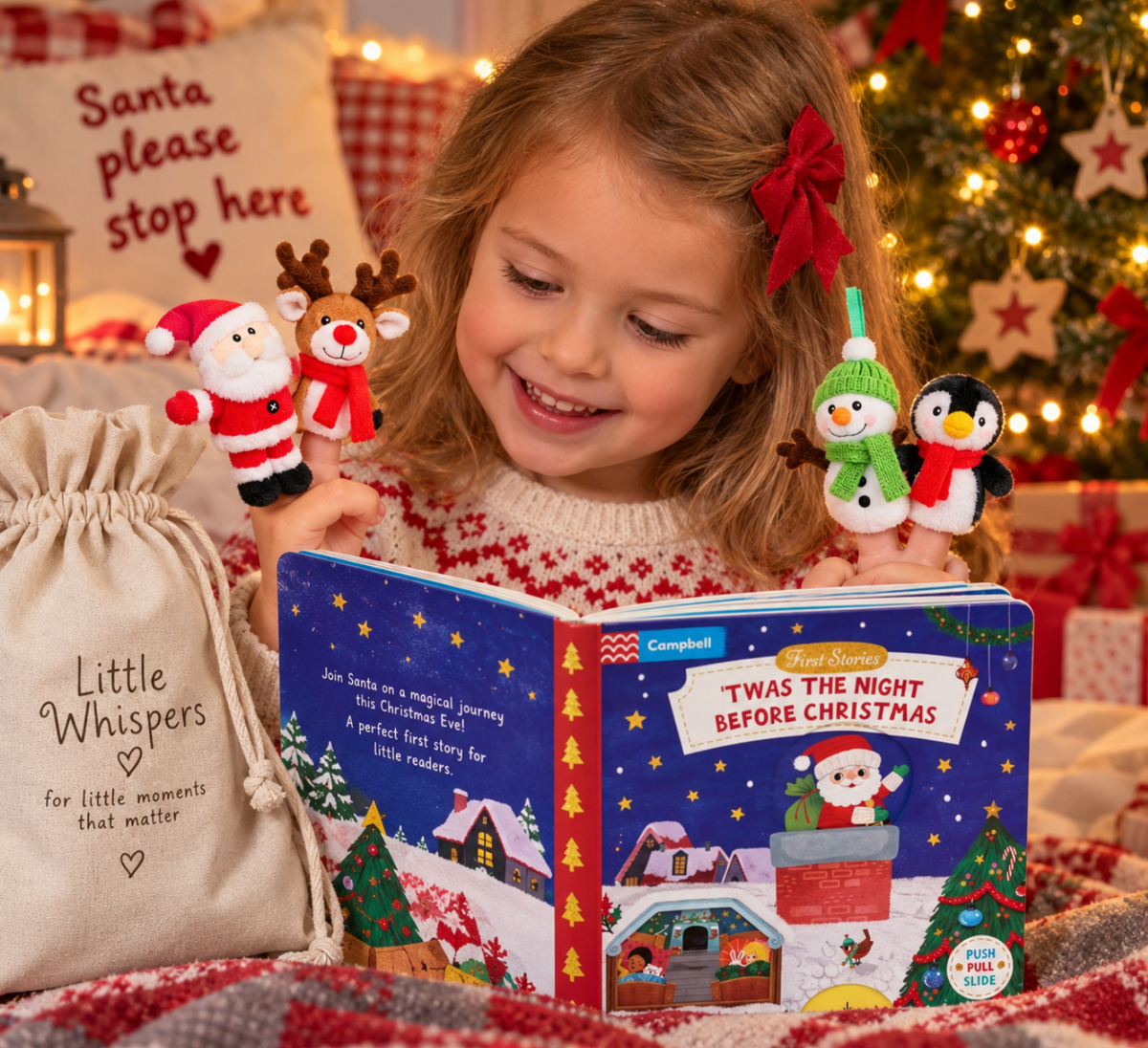 Twas the Night Before Christmas Story Sack with NEW Finger Puppets