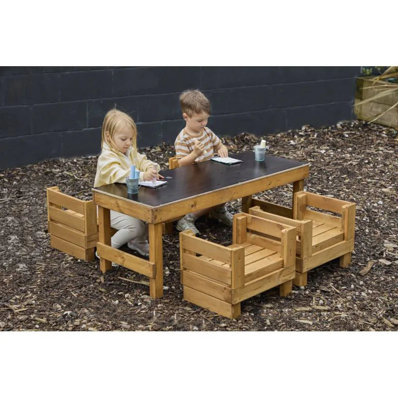Cosy Slim Crate Chalk Table With Crate Seats