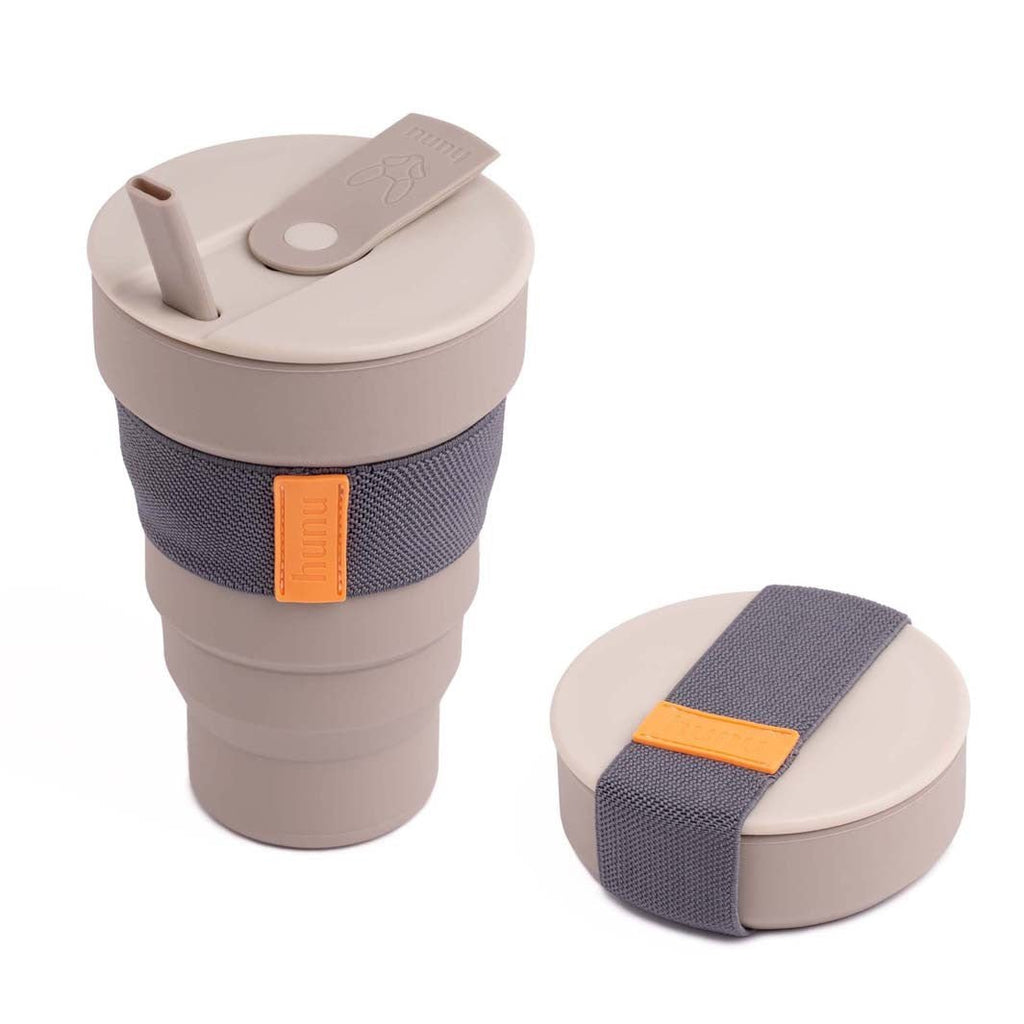 Collapsible Silicone Cup + Straw 20oz Warm Grey - Little Whispers