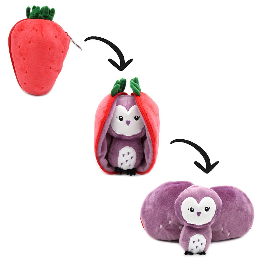 Flipetz Sorbet the Owl/Strawberry 2-in-1 Soft Plush Collectable (Pre-Order due in April) - Little Whispers