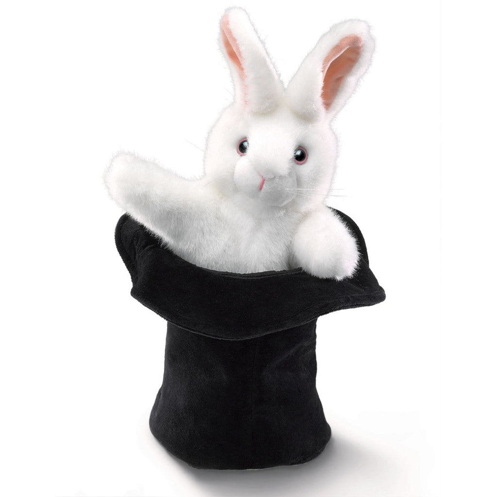 Folkmanis Large White Bunny Rabbit in a Hat Hand Puppet (Coming Soon) - Little Whispers