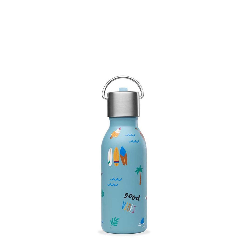 Insulated Stainless Steel Kids Bottle with Sports Lid Steel Blue 350ml - Little Whispers