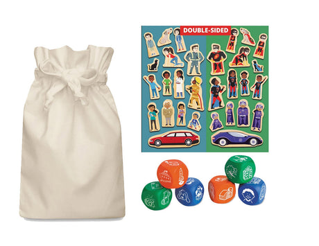 Story Starter Picture Cubes and Superhero Character Story Sack - Little Whispers