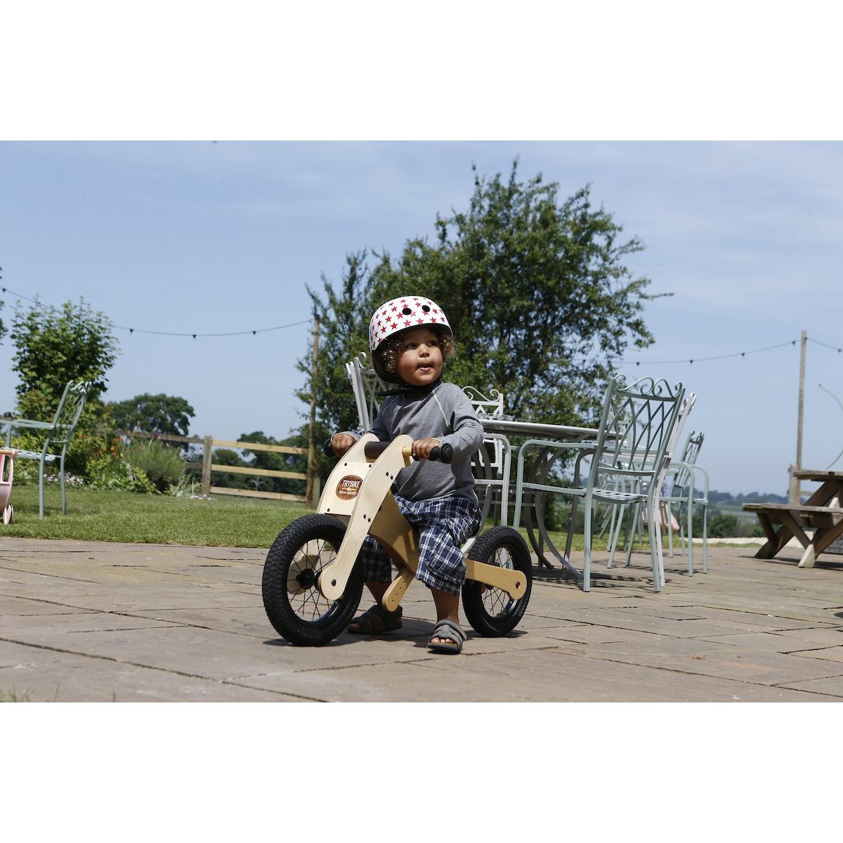 Trybike Natural Wood 4-in-1 Balance Bike + Seat Cover & Safety Pad - Little Whispers