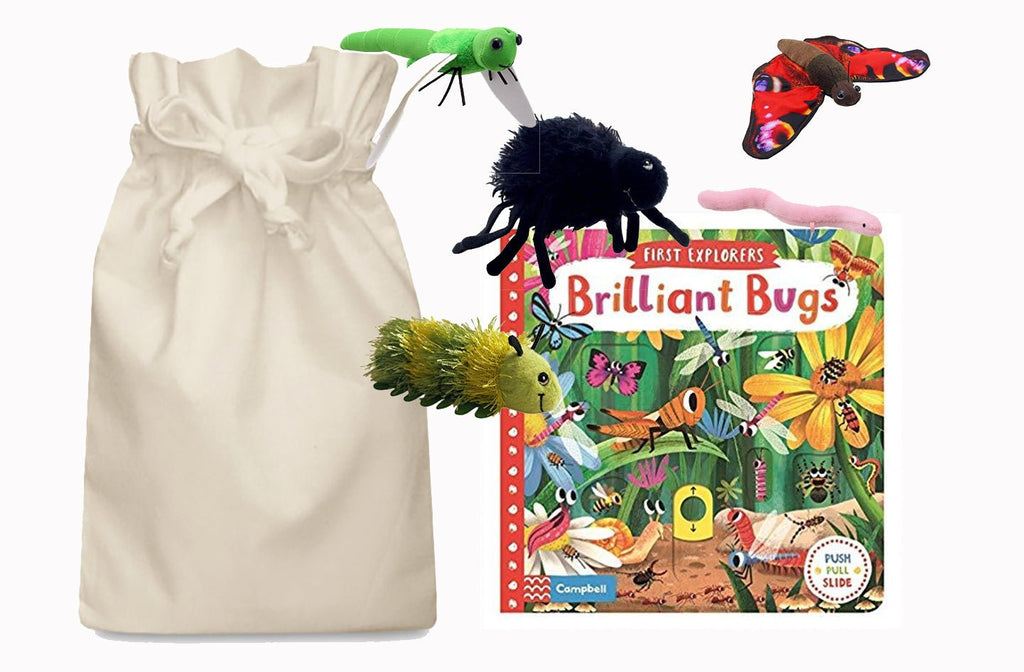 Brilliant Bugs Story Sack with Finger Puppets - Little Whispers