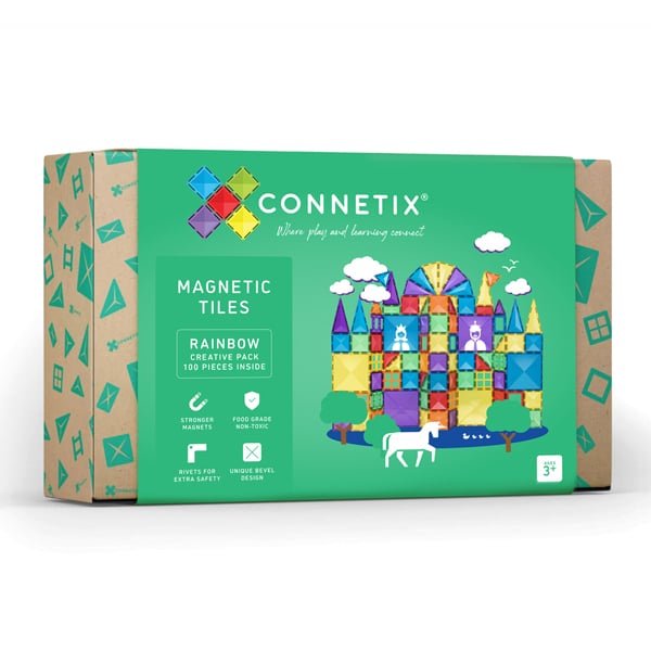 Connetix Tiles Magnetic Building Set - 100 Piece Creative Pack Rainbow - Little Whispers