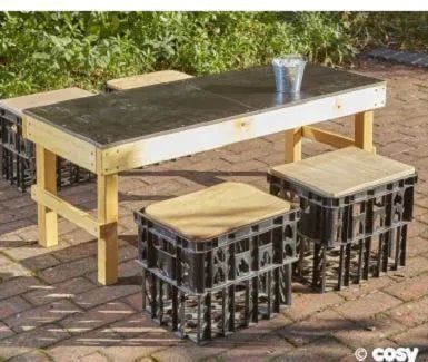 Cosy Slim Crate Chalk Table With Crate Seats (Direct Shipping Item) - Little Whispers