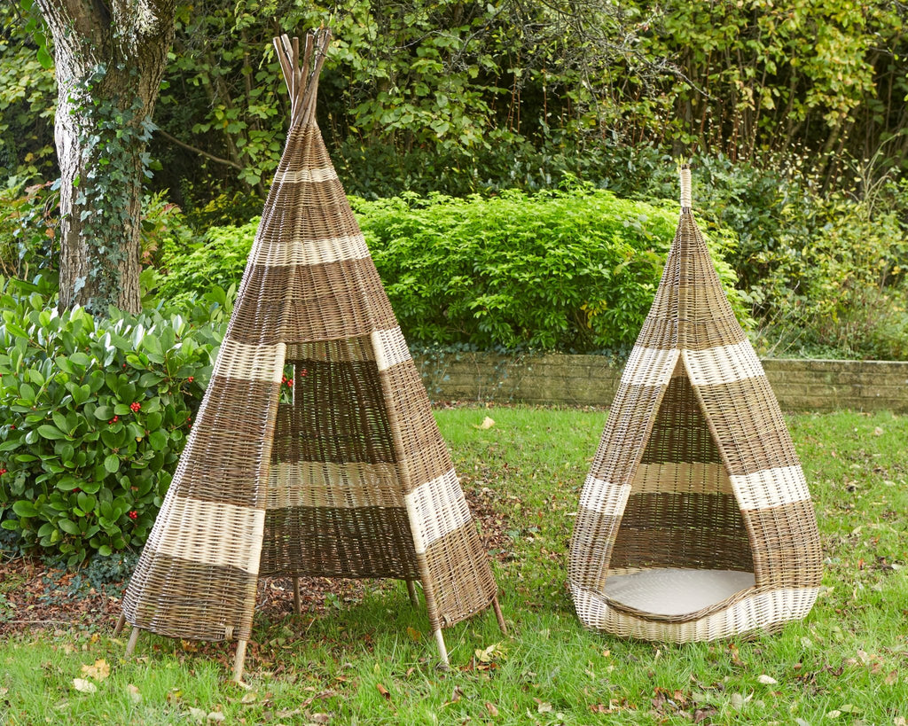 Cosy Stripy Wicker Wigwam And Cosy Pod Set (Direct Shipping Item) - Little Whispers