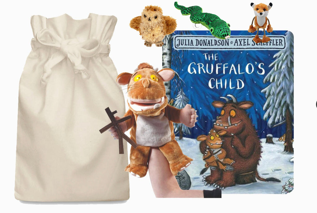 Gruffalo's Child Hand Puppet with Stickman and Finger Puppets Story Sack