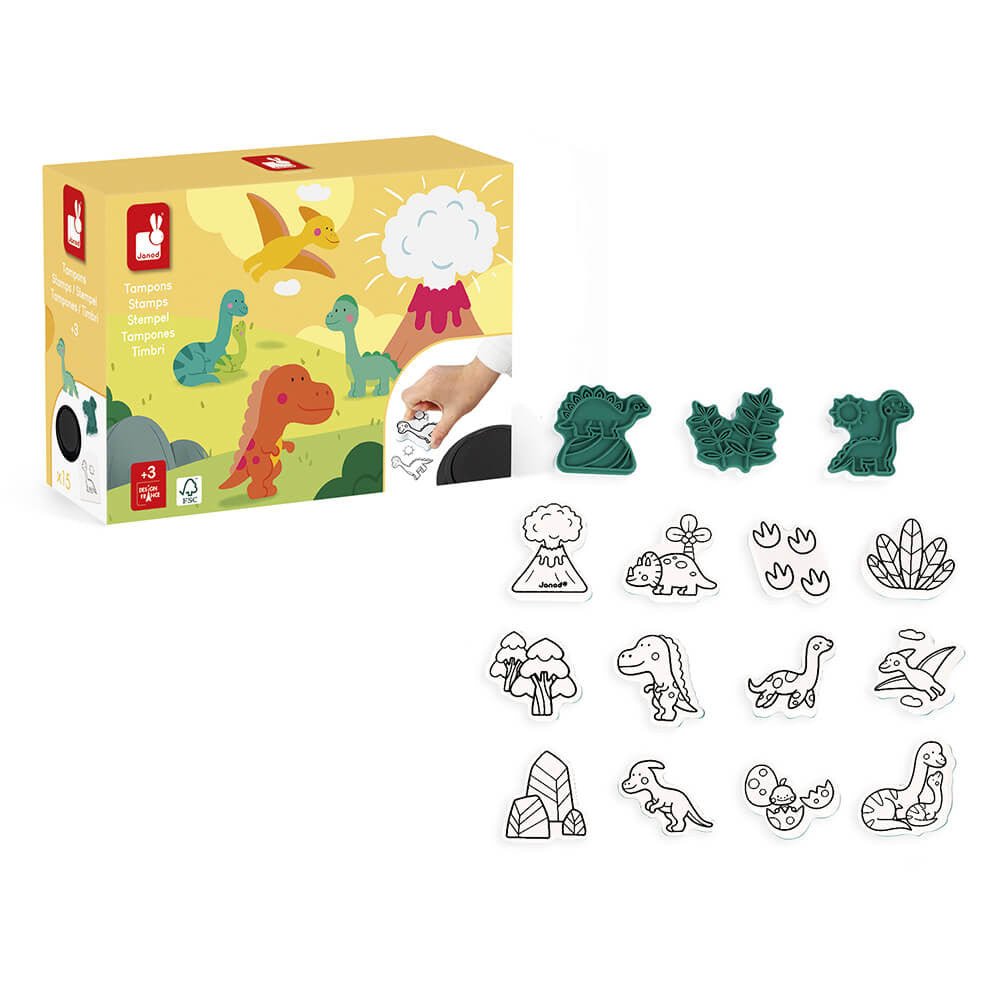 Janod Dinosaur Stampinoo Set (15 Stamps) - Little Whispers