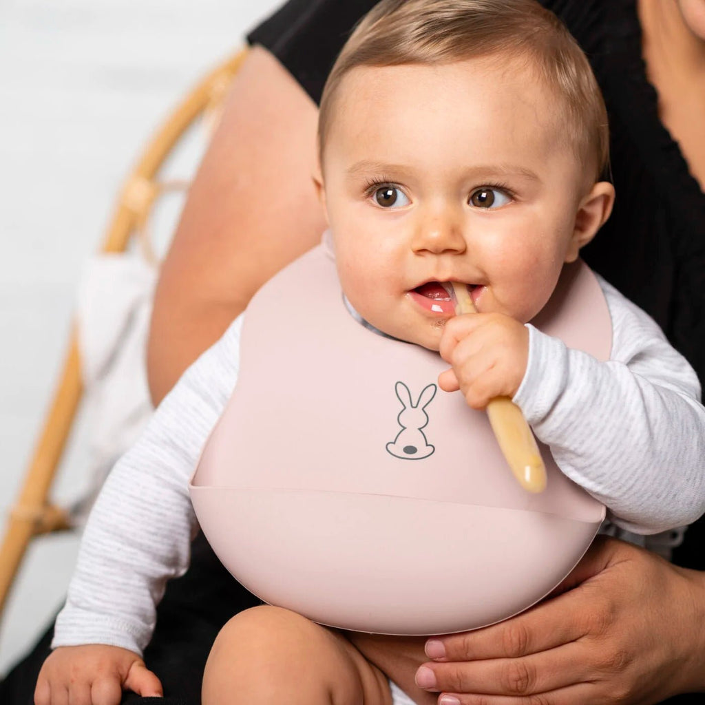 Nattou Silicone Pink Baby Bib - Little Whispers