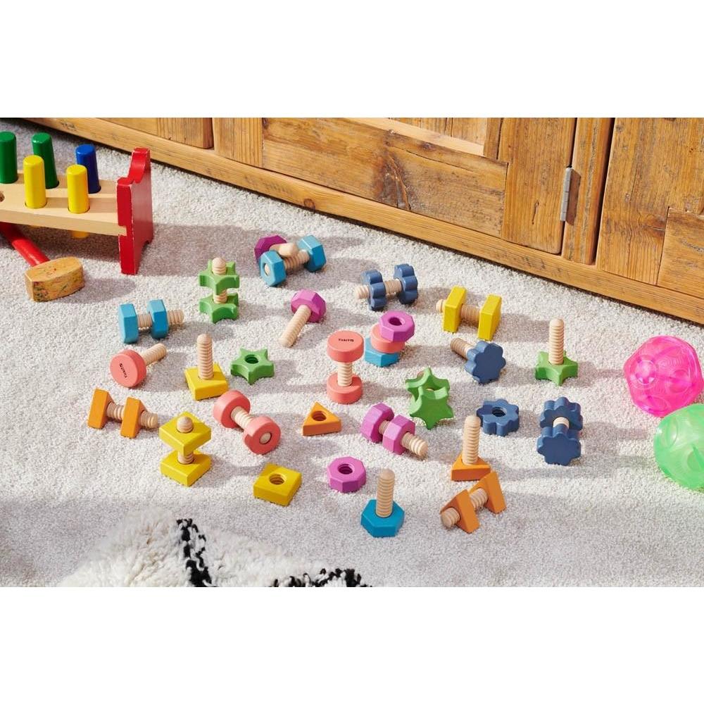 Rainbow Wooden Nuts & Bolts - Pk21 - Little Whispers