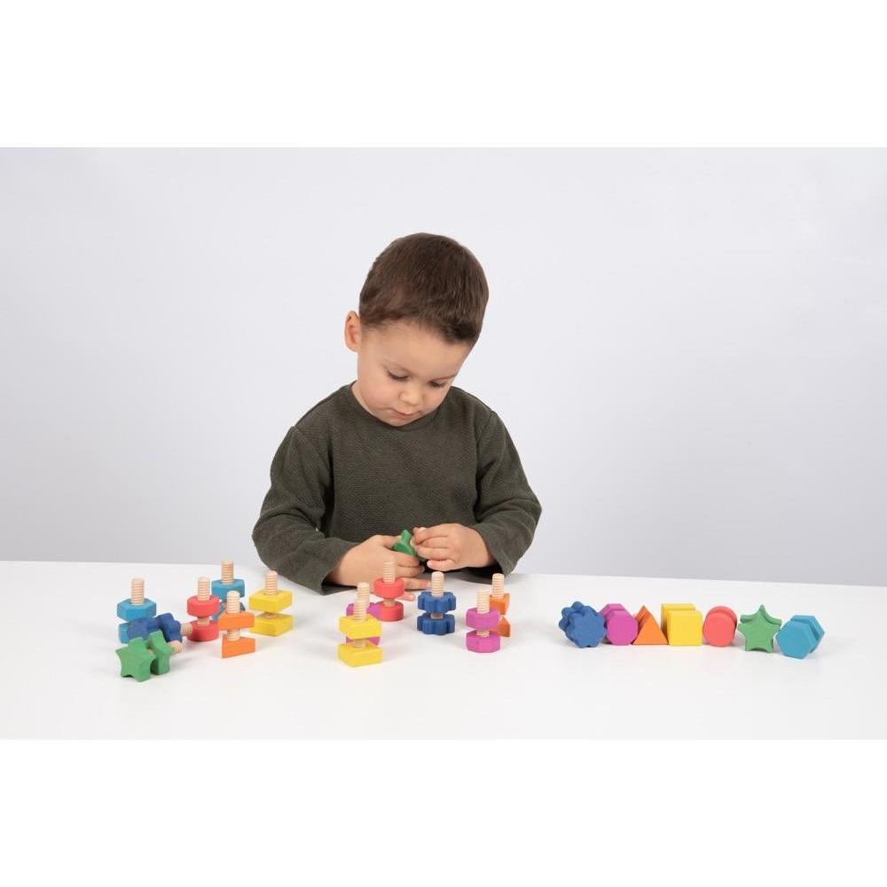 Rainbow Wooden Nuts & Bolts - Small Set (Pk7) - Little Whispers