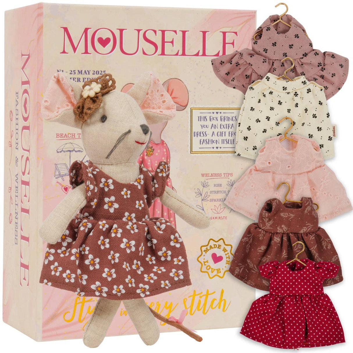 Mouselle Mouse with wardrobe of clothes