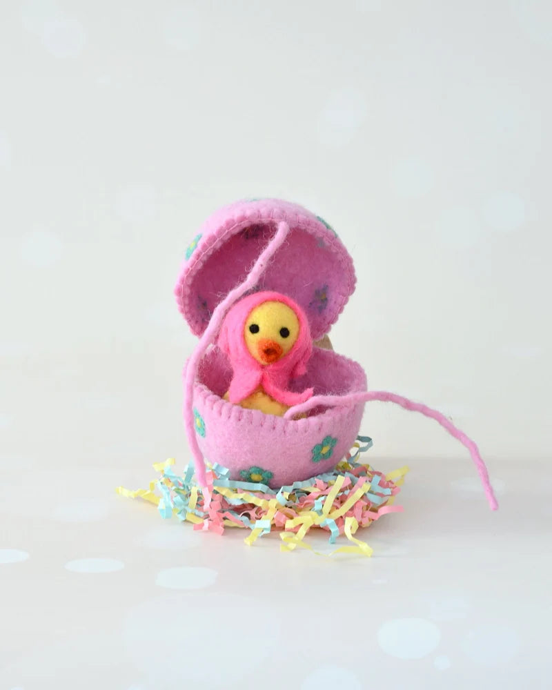 Tara's Treasures Felt Surprise Egg with Yellow Duckling Inside