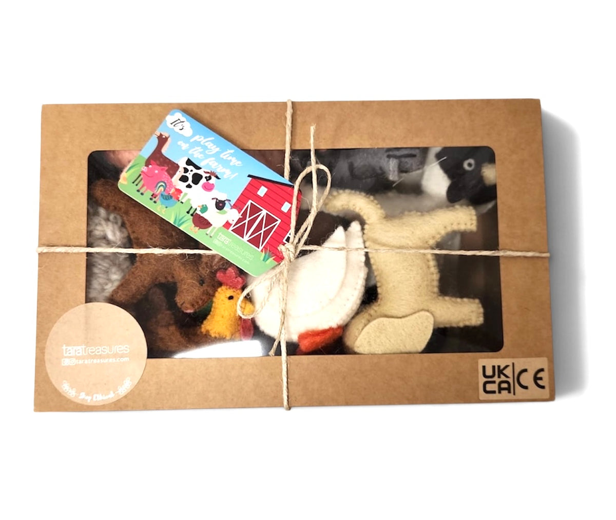 Tara Treasures  Felt Farm Animals Toys Set - Set of 10 Toys