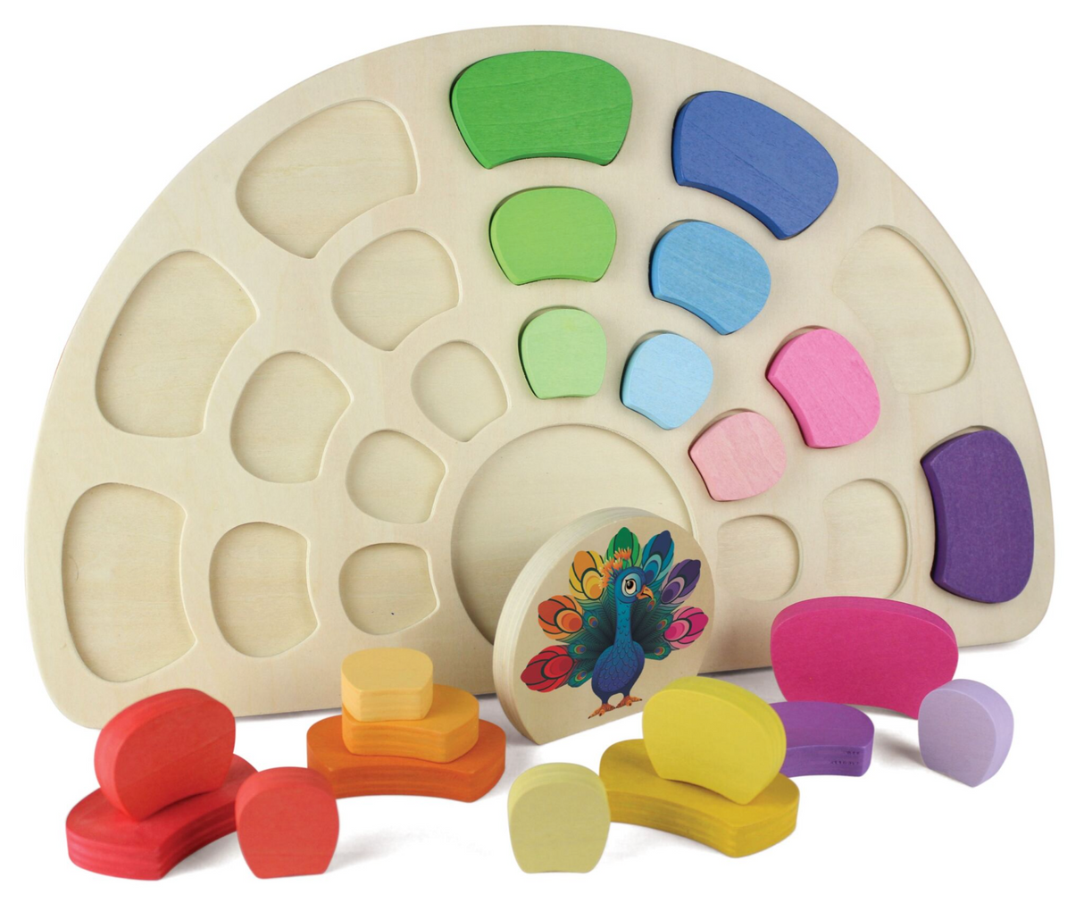 Yellow Door Pattern and Play Wooden Peacock on side