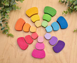 Yellow Door Pattern and Play Wooden Peacock coloured pieces