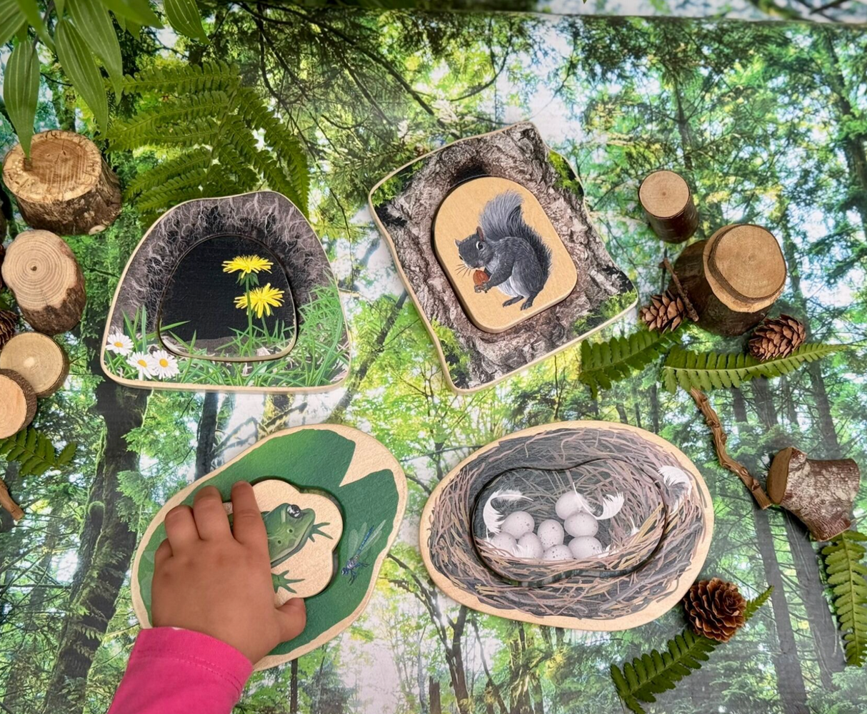 Yellow Door Who’s Hiding? Woodland Animals showing other side of pieces