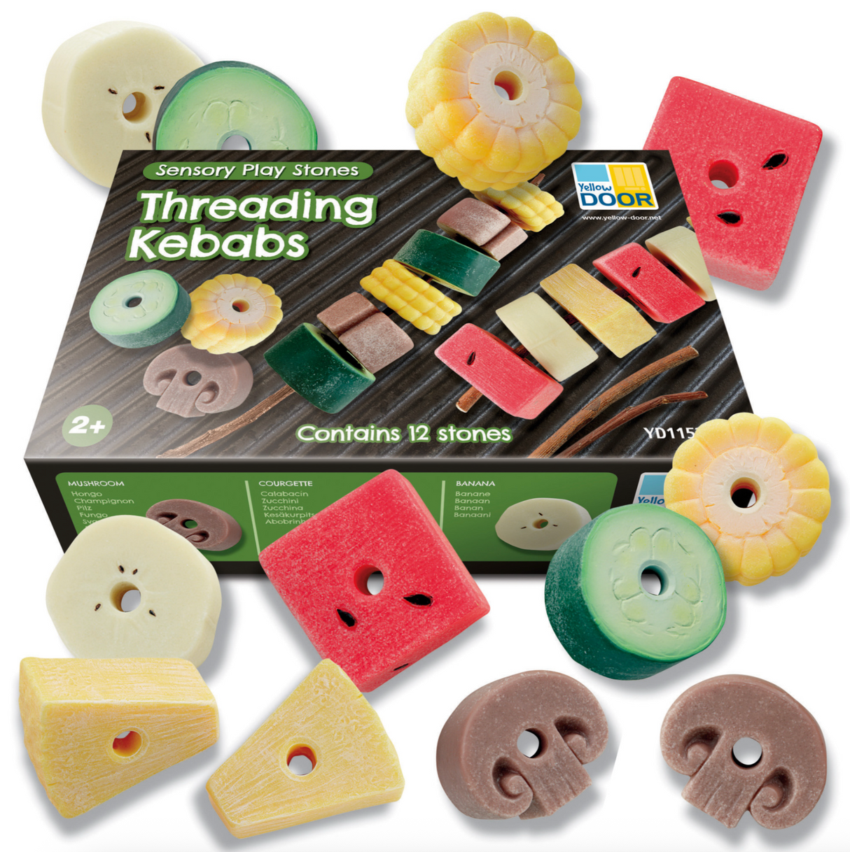 Yellow Door Sensory Play Stones – Threading Kebabs