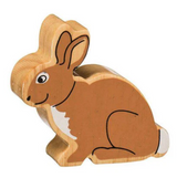 Wooden rabbit toy on a white background