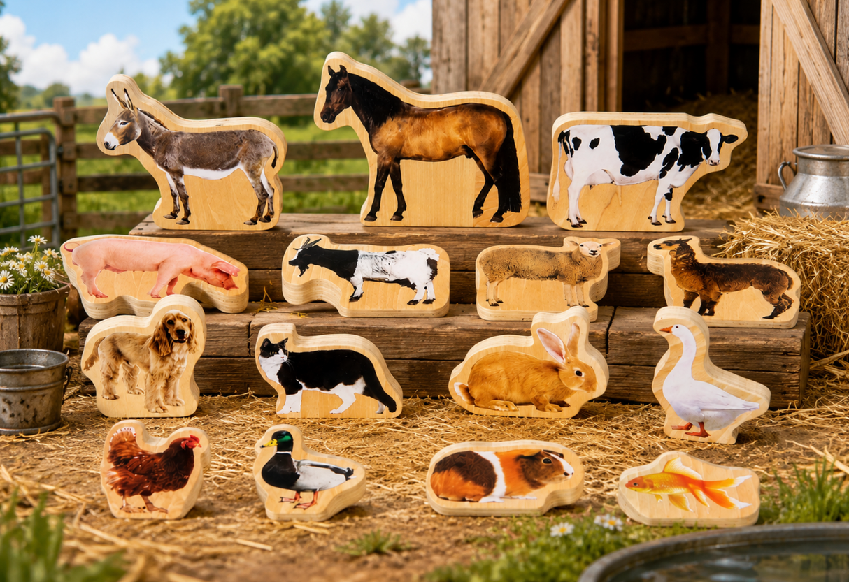 Tickit Wooden Domestic Animal Blocks (15)