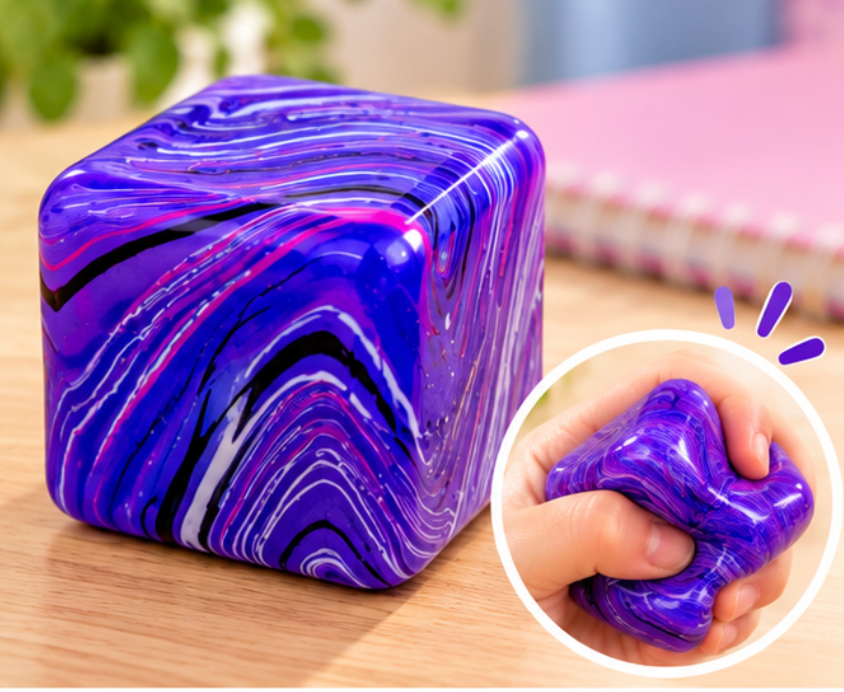 Sensory Swirl Squish Cube Maltose - Purple