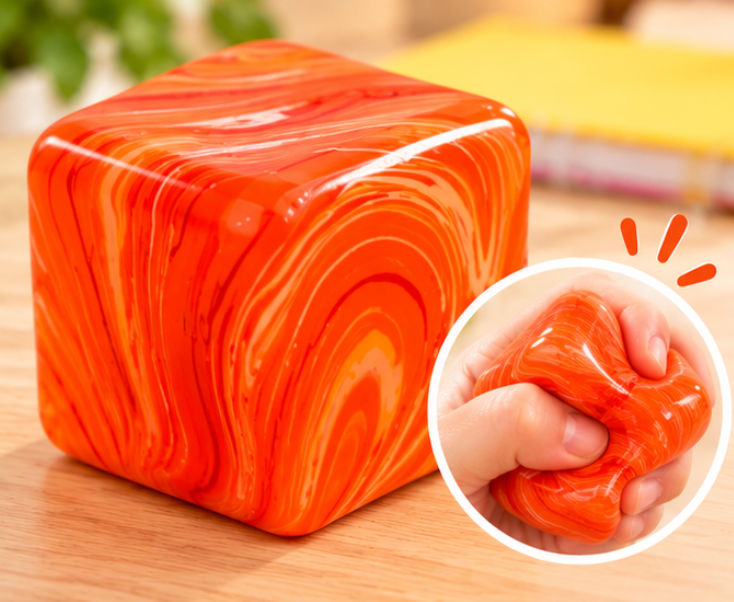 Sensory Swirl Squish Cube Maltose - Orange
