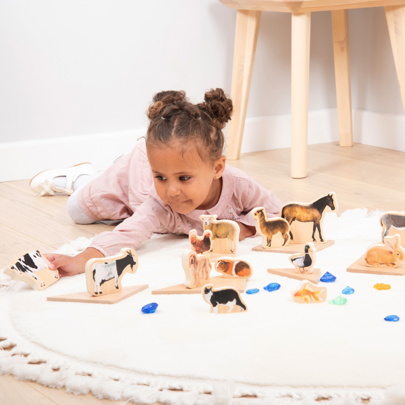 Tickit Wooden Domestic Animal Blocks (15) life style
