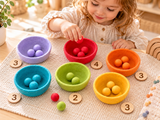 Tara Treasures Colourful Felt Colour Sorter Balls and Bowls
