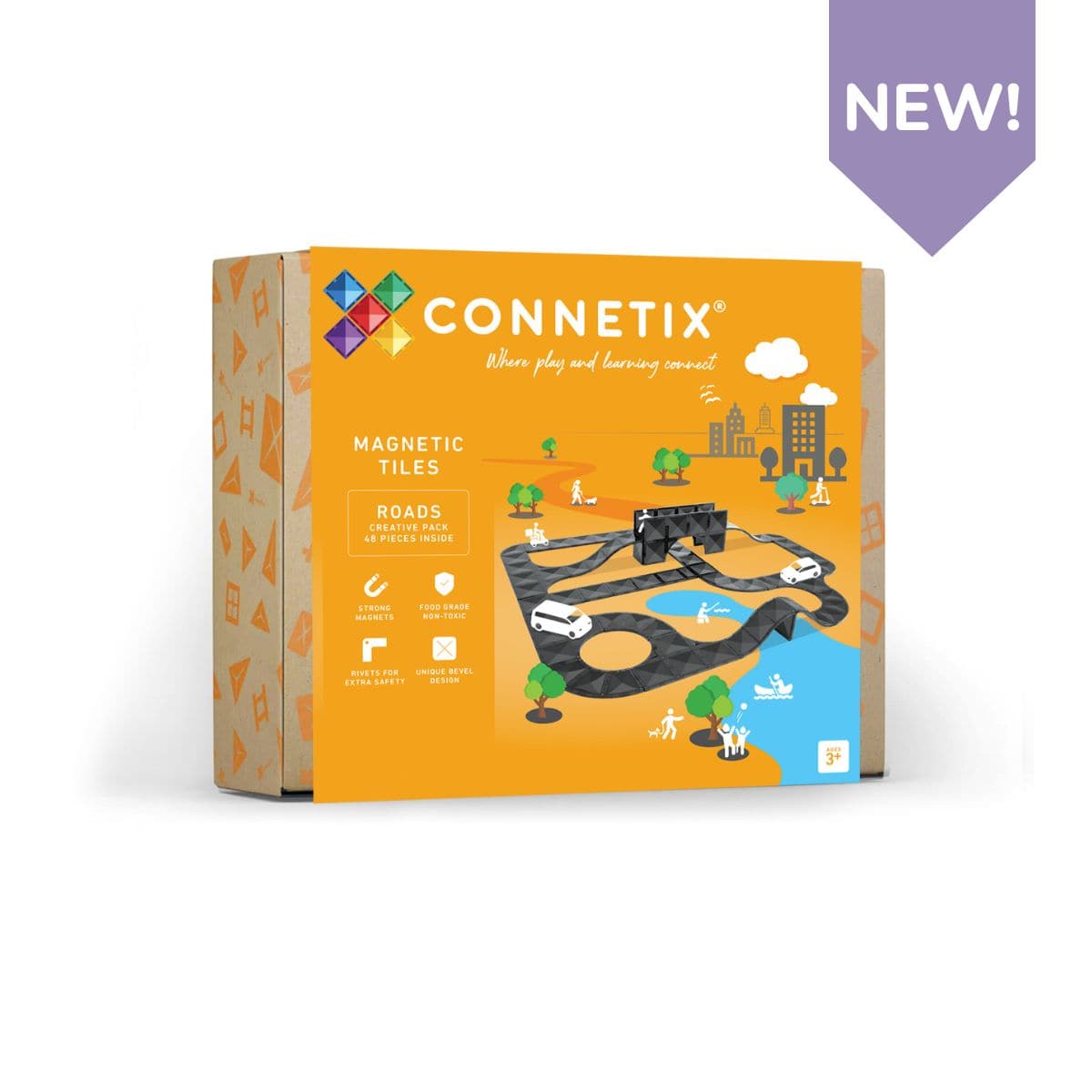 Connetix Tiles Creative Roads Pack 48 pc - Little Whispers