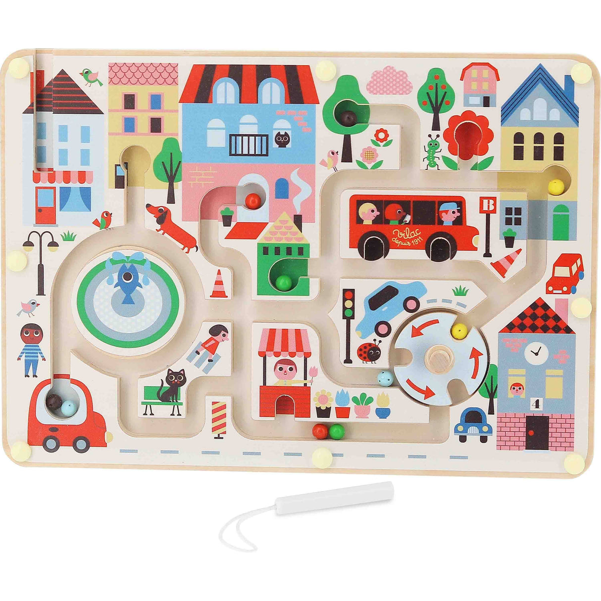 Vilac Town Magnetic Maze – Wooden Fine Motor Skills Toy