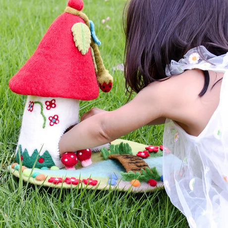 Tara's Treasures Fairies and Gnomes House - Red Roof