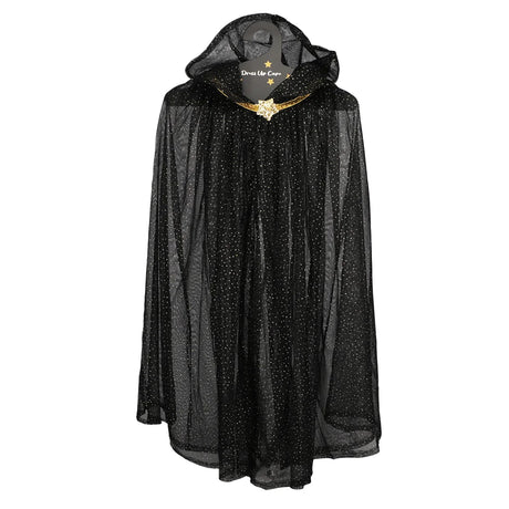 Childrens Black Dressing up Glitter cape