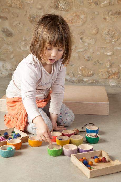 Grapat 12 Wooden Rainbow Bowls 16 - 138 - Little Whispers