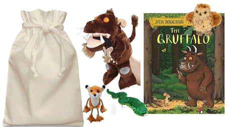 Gruffalo & Mouse Hand Puppet and Finger Puppet Story Sack