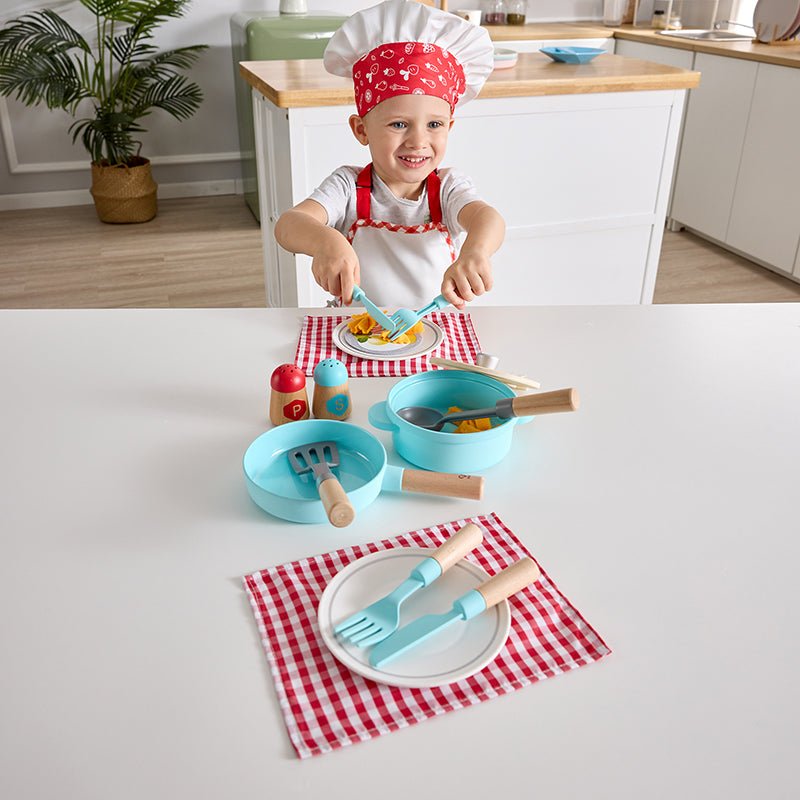 Hape Cook & Serve set E3208 (Direct Shipping UK Only) - Little Whispers