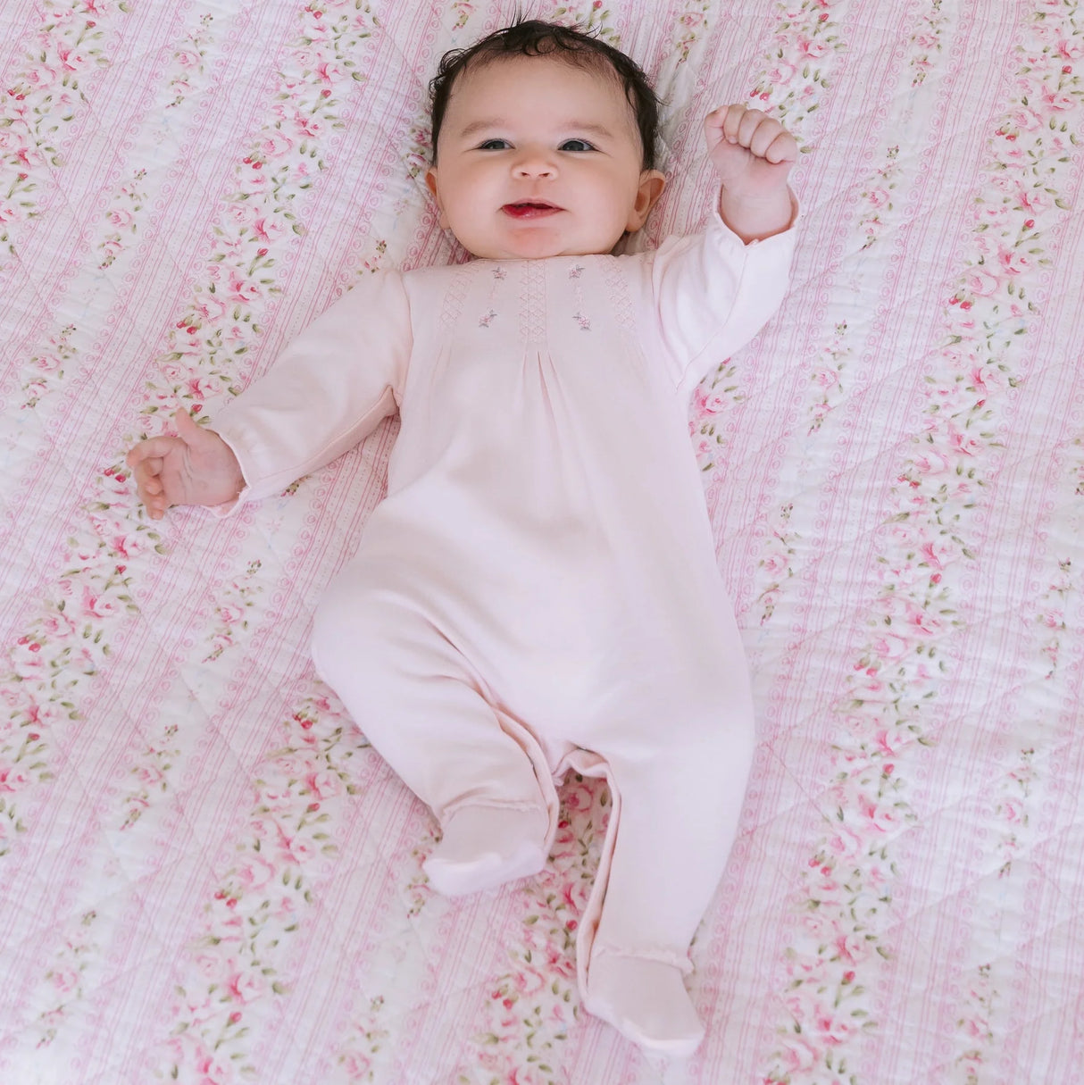 Emile Rose Kerry Baby Girls Pink Pretty Cotton Babygrow