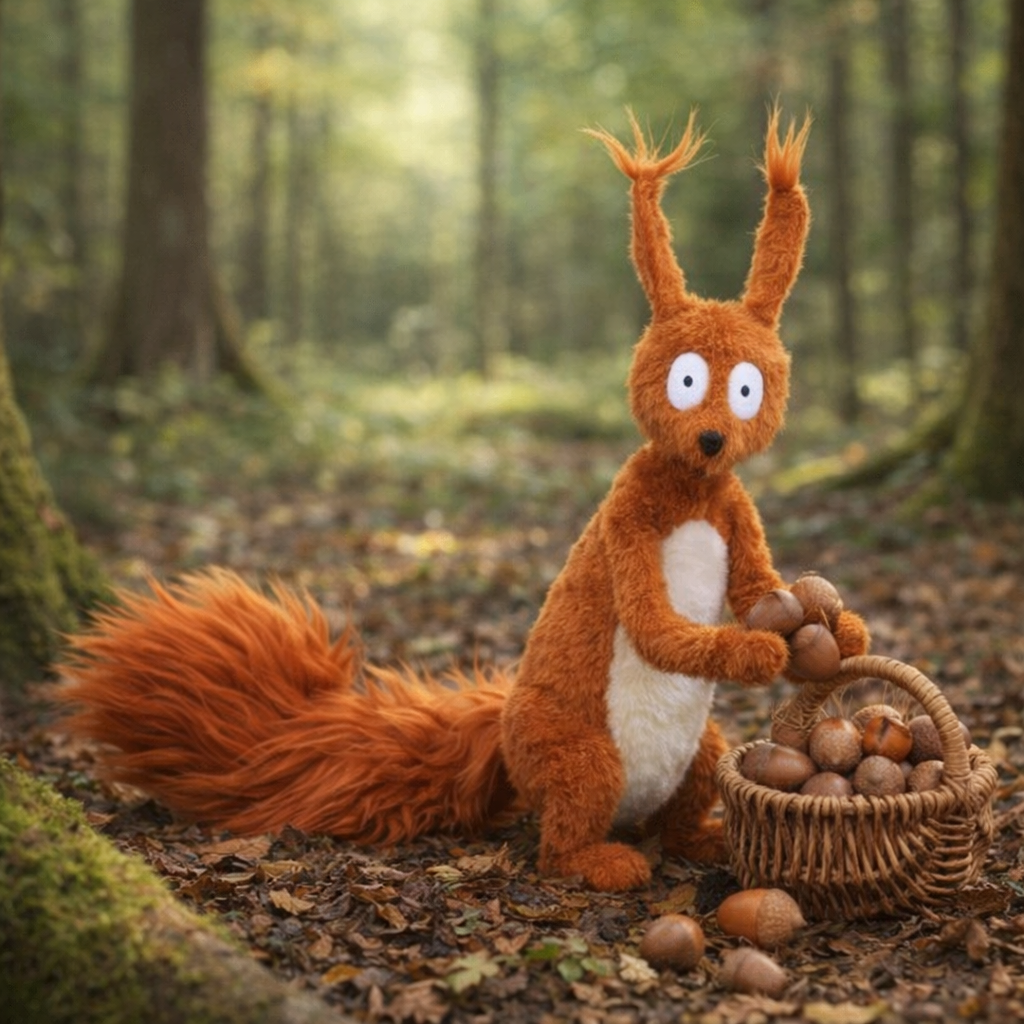 Moulin Roty Squirrel Soft Toy with acorns